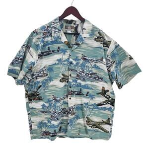 Kalaheo Hawaiian Shirt 2XL Size Men's Button Up Military Planes Liberator